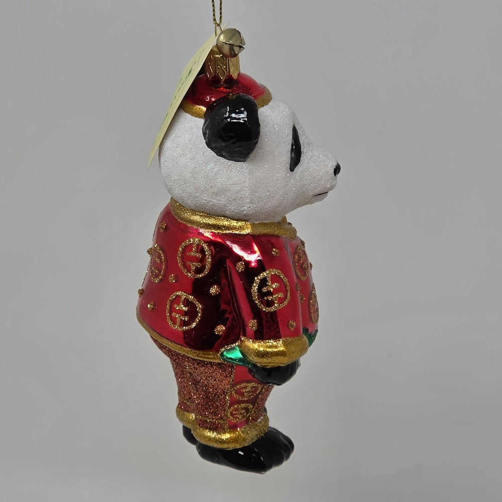 NIB JingleNog Qinling Panda Ornament #80437 Hand Blown & Painted in Poland - Picture 11 of 16